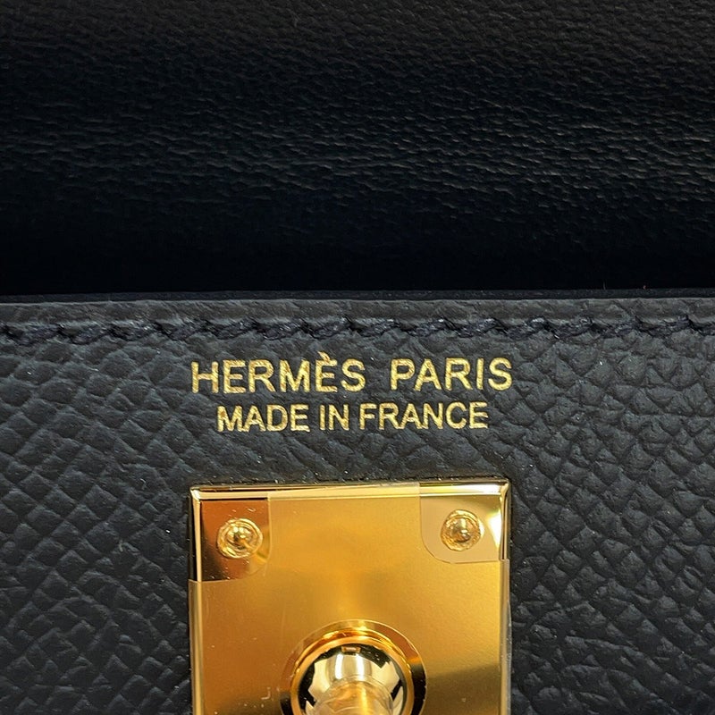 エルメス ハンドバッグ ミニケリー 外縫い ブラック/ゴールド金具 エプソン G刻印 HERMES Kelly 2wayバッグ 黒