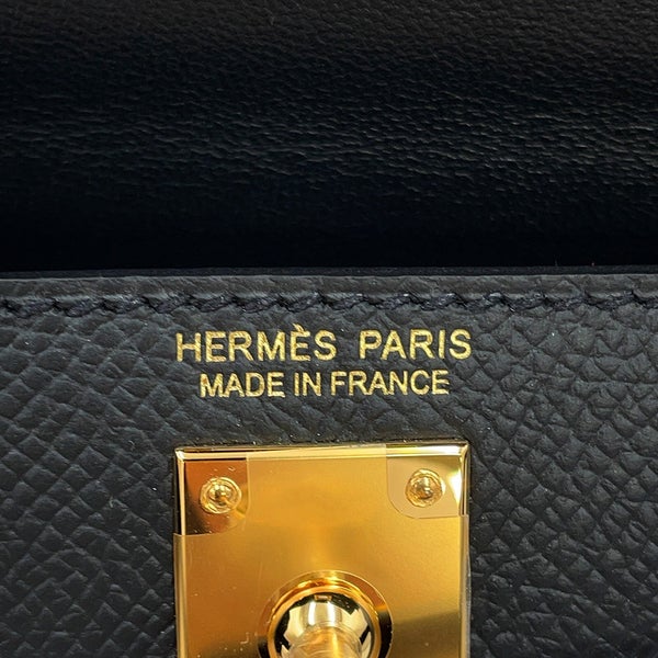 エルメス ハンドバッグ ミニケリー 外縫い ブラック/ゴールド金具 エプソン G刻印 HERMES Kelly 2wayバッグ 黒