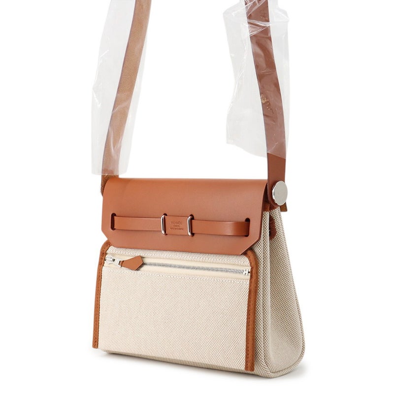 エルメス ショルダーバッグ エールバッグジップ ミニ エクリュ/フォーヴ/シルバー金具 トワルアッシュ/ヴァッシュハンター K刻印