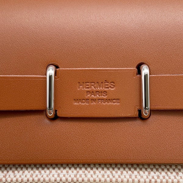 エルメス ショルダーバッグ エールバッグジップ ミニ エクリュ/フォーヴ/シルバー金具 トワルアッシュ/ヴァッシュハンター K刻印