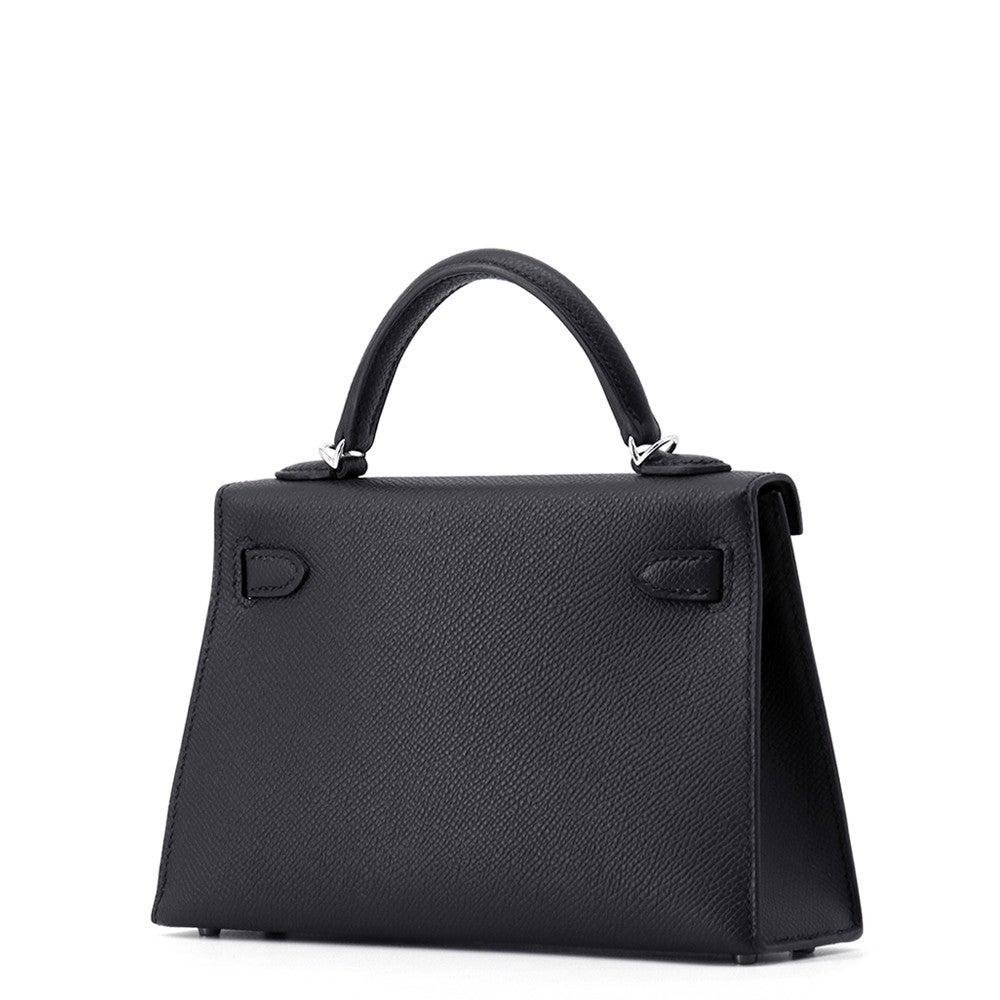エルメス ハンドバッグ ミニケリー2 外縫いブラック/シルバー金具