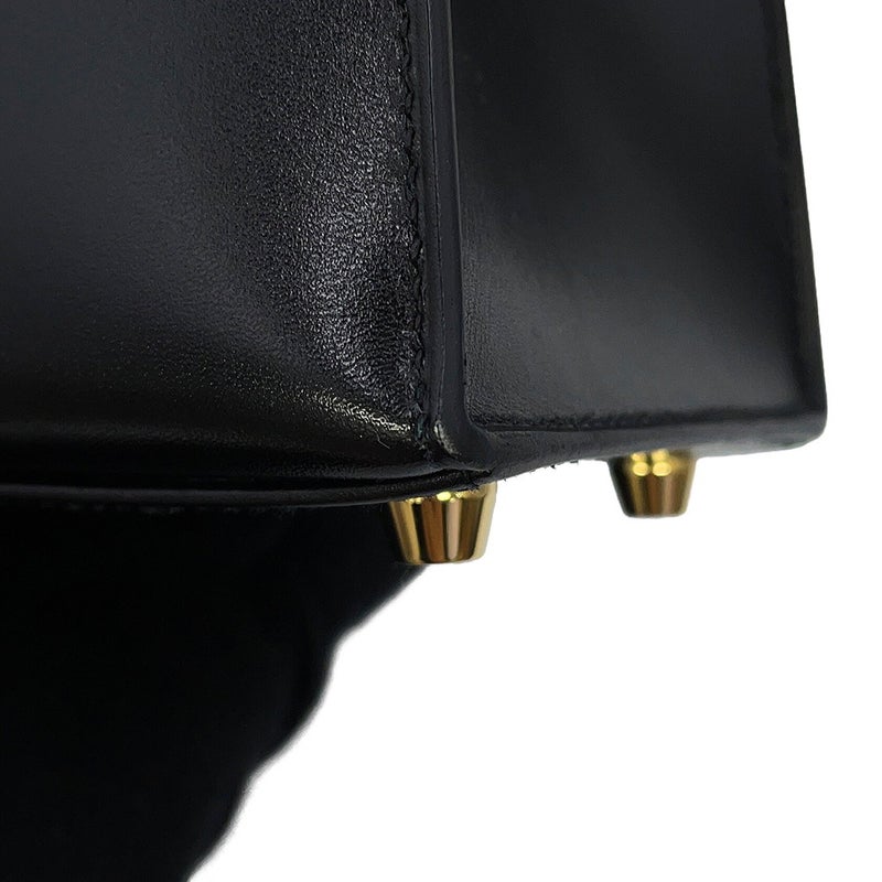 エルメス ハンドバッグ ケリー25 外縫い ブラック/ゴールド金具 ボックスカーフ Y刻印 HERMES 2wayバッグ 黒
