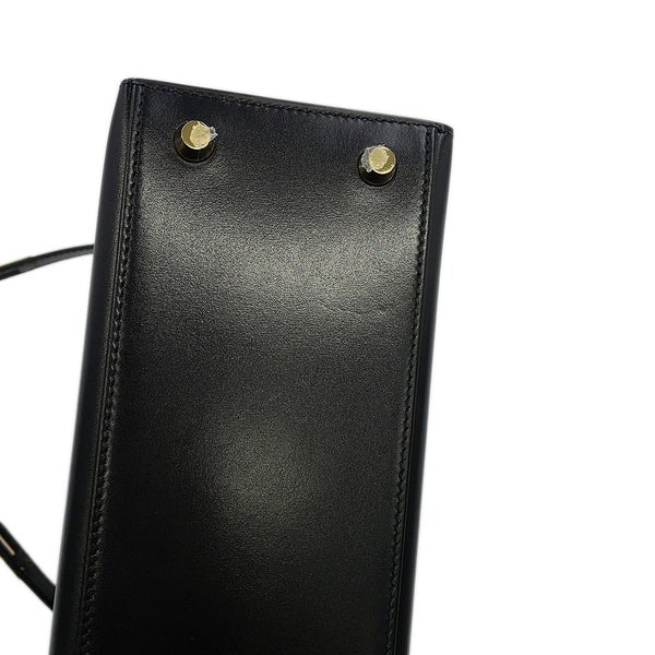 エルメス ハンドバッグ ケリー25 外縫い ブラック/ゴールド金具 ボックスカーフ Y刻印 HERMES 2wayバッグ 黒