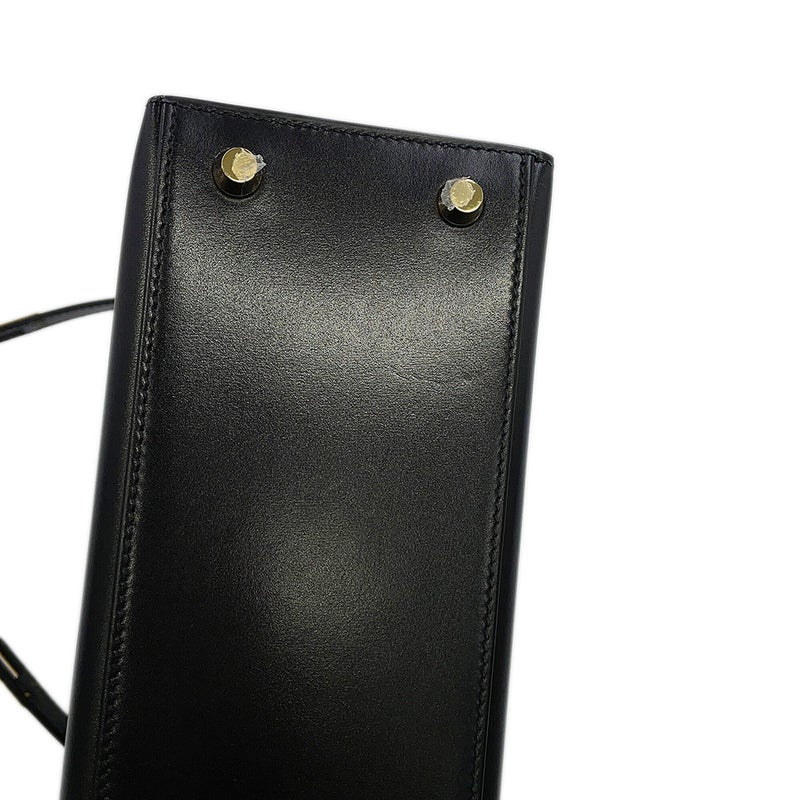 エルメス ハンドバッグ ケリー25 外縫い ブラック/ゴールド金具 ボックスカーフ Y刻印 HERMES 2wayバッグ 黒