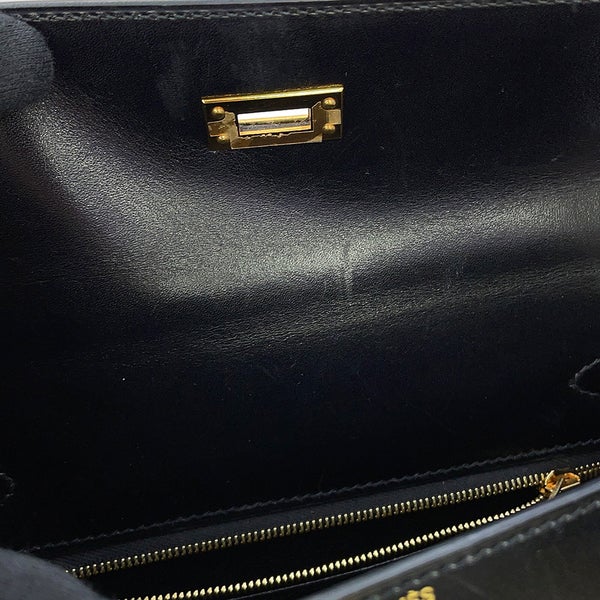 エルメス ハンドバッグ ケリー25 外縫い ブラック/ゴールド金具 ボックスカーフ Y刻印 HERMES 2wayバッグ 黒