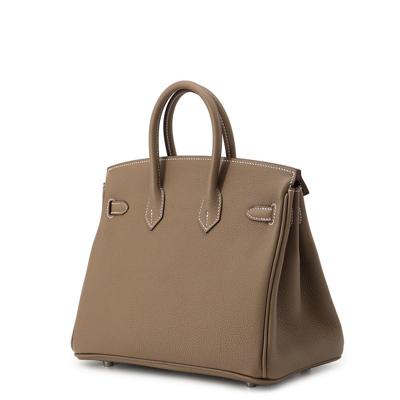 エルメス バーキン25 エトゥープ/シルバー金具 トゴ G刻印 HERMES Birkin ハンドバッグ