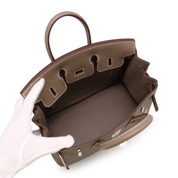 エルメス バーキン25 エトゥープ/シルバー金具 トゴ G刻印 HERMES Birkin ハンドバッグ