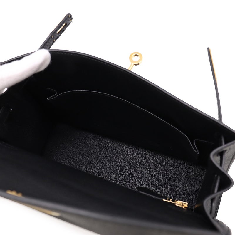 エルメス ハンドバッグ ケリー25 外縫い ブラック/ゴールド金具 エプソン W刻印 ２wayショルダー 黒