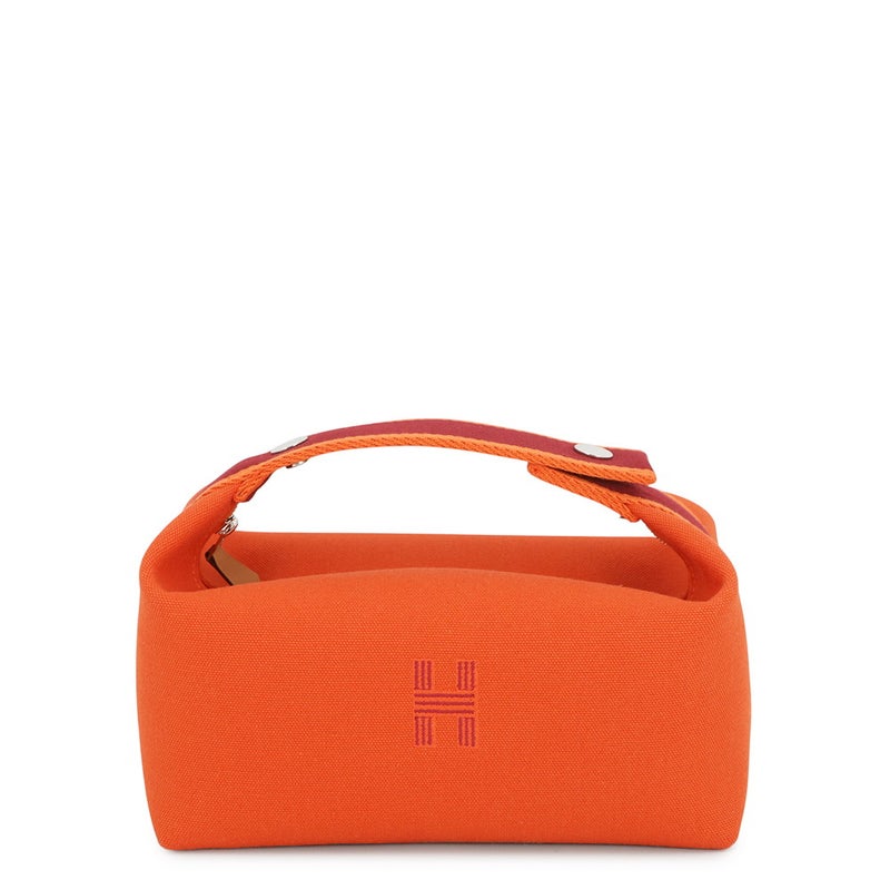 エルメス ポーチ ブリッド・ア・ブラックPM オランジュ・フー/シルバー金具 キャンバス HERMES 小物入れ