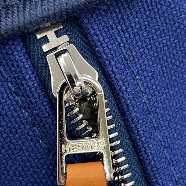 エルメス ポーチ ブリッド・ア・ブラックPM マリン/シルバー金具 キャンバス HERMES 小物入れ
