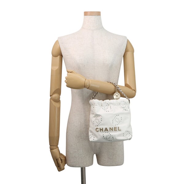 シャネル ハンドバッグ CHANEL 22 ミニ ココマーク パンチング シャイニーカーフレザー AS3980 2wayショルダー 白