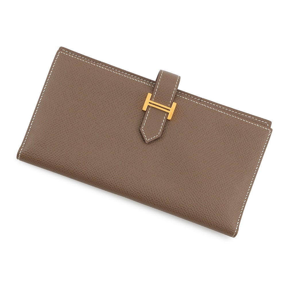 エルメス 長財布 ベアンスフレ マチ有り エトゥープ/ゴールド金具