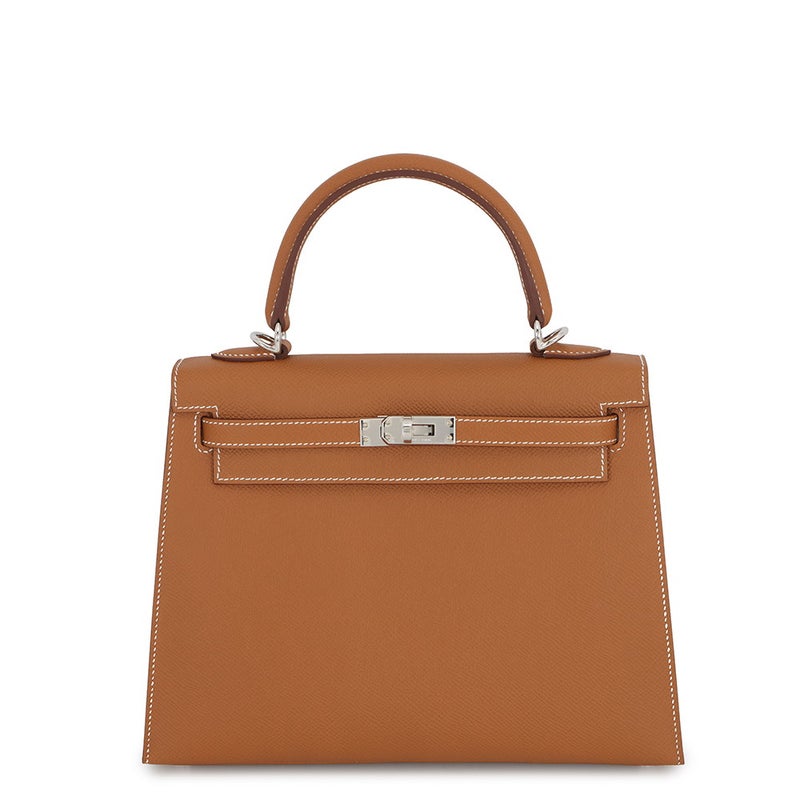 エルメス ハンドバッグ ケリー25 外縫い ゴールド/シルバー金具 エプソン G刻印 HERMES Kelly 2wayバッグ