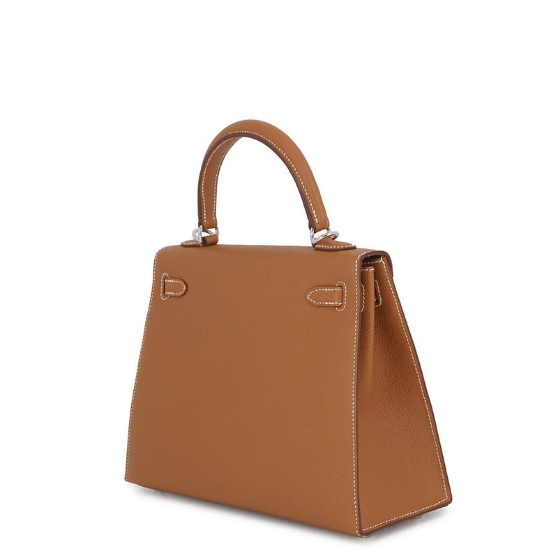 エルメス ハンドバッグ ケリー25 外縫い ゴールド/シルバー金具 エプソン G刻印 HERMES Kelly 2wayバッグ