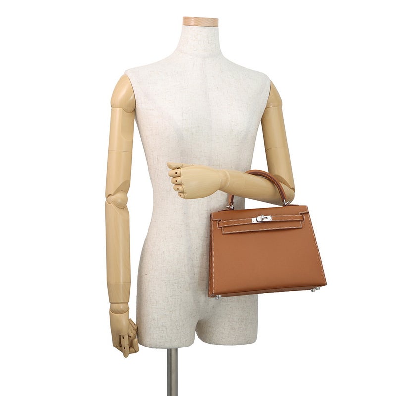 エルメス ハンドバッグ ケリー25 外縫い ゴールド/シルバー金具 エプソン G刻印 HERMES Kelly 2wayバッグ