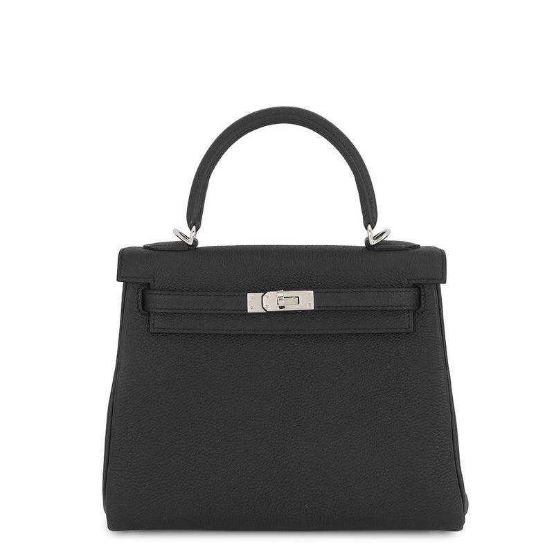 エルメス ハンドバッグ ケリー25 内縫い ブラック/シルバー金具 トゴ G刻印 HERMES Kelly 2wayバッグ 黒