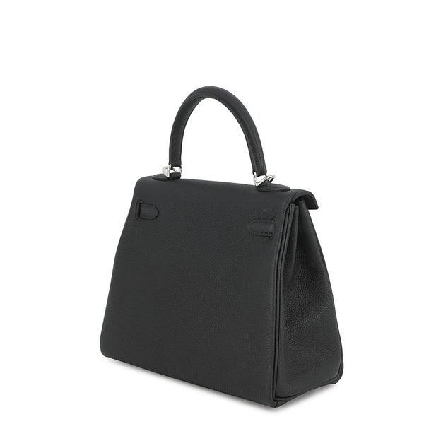 エルメス ハンドバッグ ケリー25 内縫い ブラック/シルバー金具 トゴ G刻印 HERMES Kelly 2wayバッグ 黒