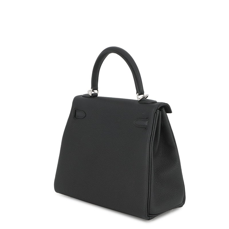 エルメス ハンドバッグ ケリー25 内縫い ブラック/シルバー金具 トゴ G刻印 HERMES Kelly 2wayバッグ 黒