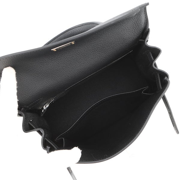 エルメス ハンドバッグ ケリー25 内縫い ブラック/シルバー金具 トゴ G刻印 HERMES Kelly 2wayバッグ 黒