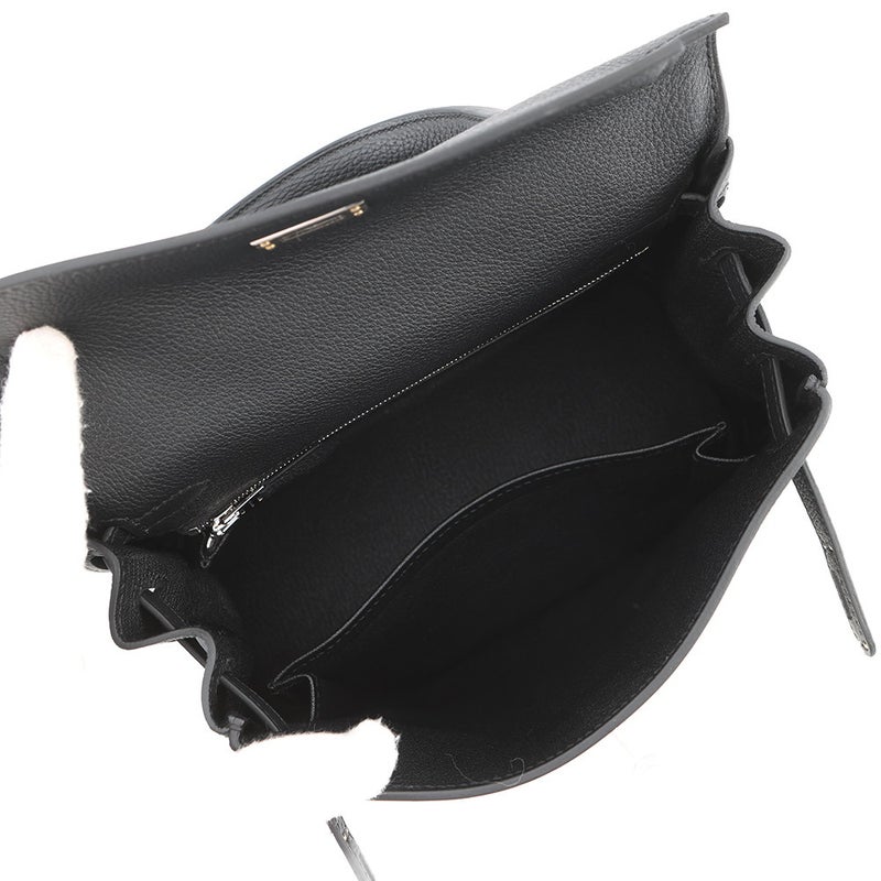 エルメス ハンドバッグ ケリー25 内縫い ブラック/シルバー金具 トゴ G刻印 HERMES Kelly 2wayバッグ 黒