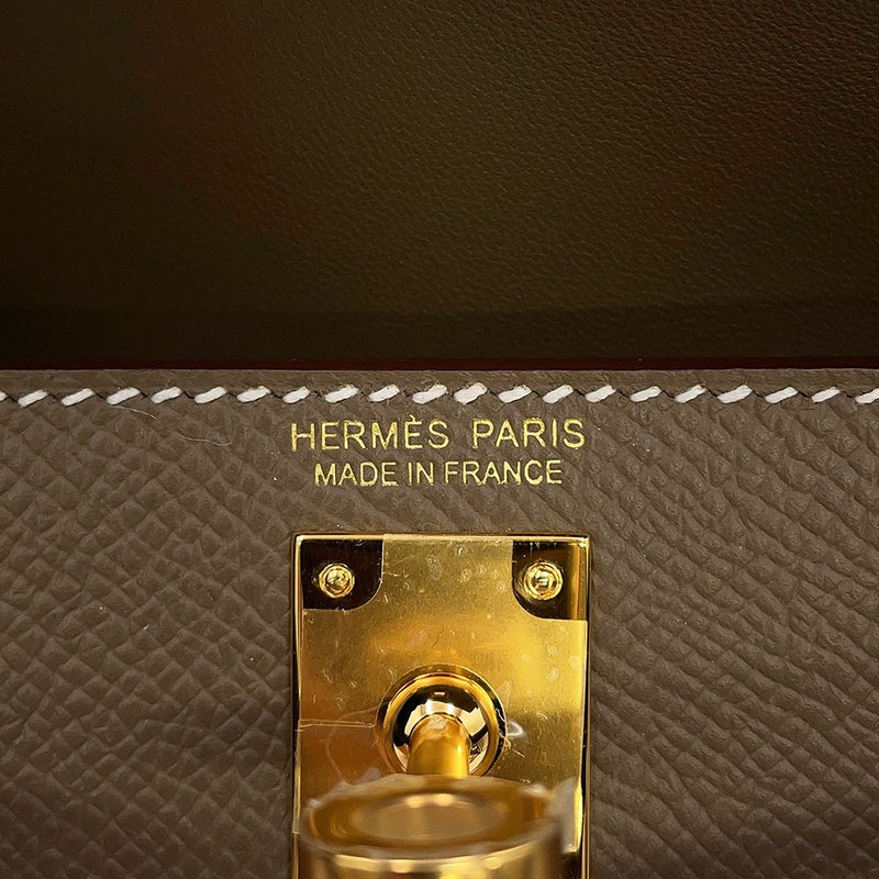 エルメス ハンドバッグ ミニケリー 外縫い エトゥープ/ゴールド金具 エプソン K刻印 HERMES 2wayバッグ