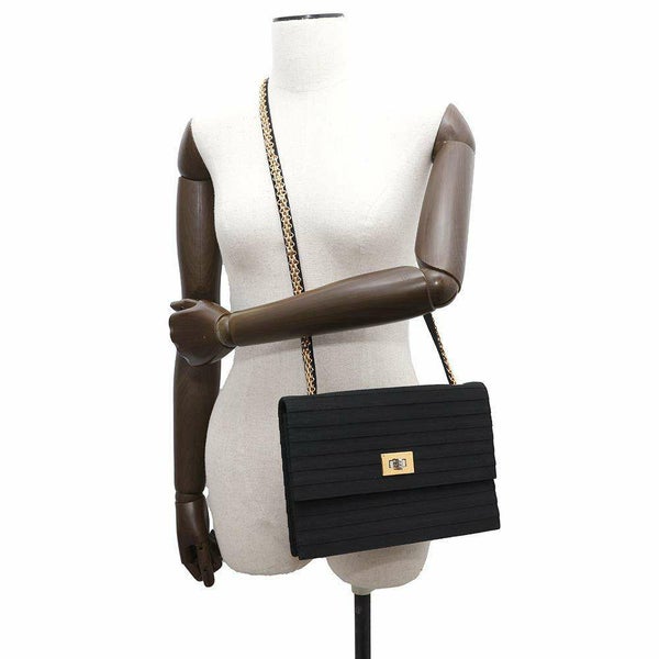 シャネル チェーンショルダーバッグ 2.55 コットン CHANEL バッグ 黒