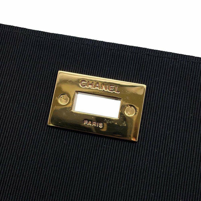 シャネル チェーンショルダーバッグ 2.55 コットン CHANEL バッグ 黒