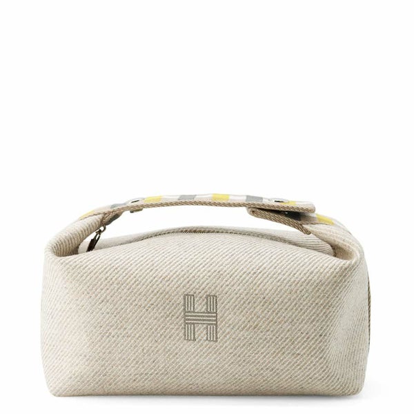 エルメス ポーチ ブリッド・ア・ブラック オ・カレ PM セーグル/シルバー金具 ウール HERMES