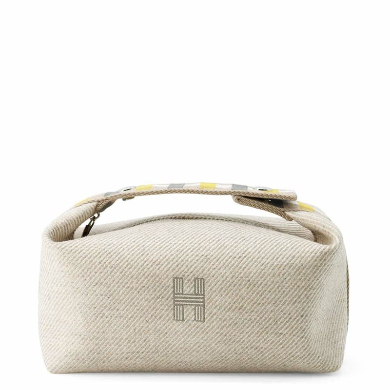 エルメス ポーチ ブリッド・ア・ブラック オ・カレ PM セーグル/シルバー金具 ウール HERMES