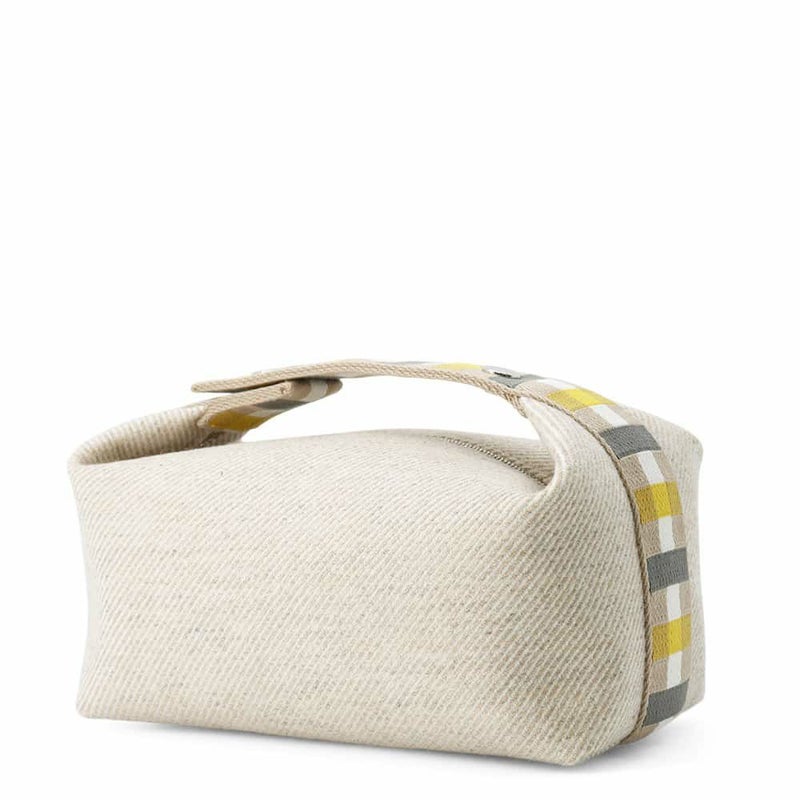 エルメス ポーチ ブリッド・ア・ブラック オ・カレ PM セーグル/シルバー金具 ウール HERMES