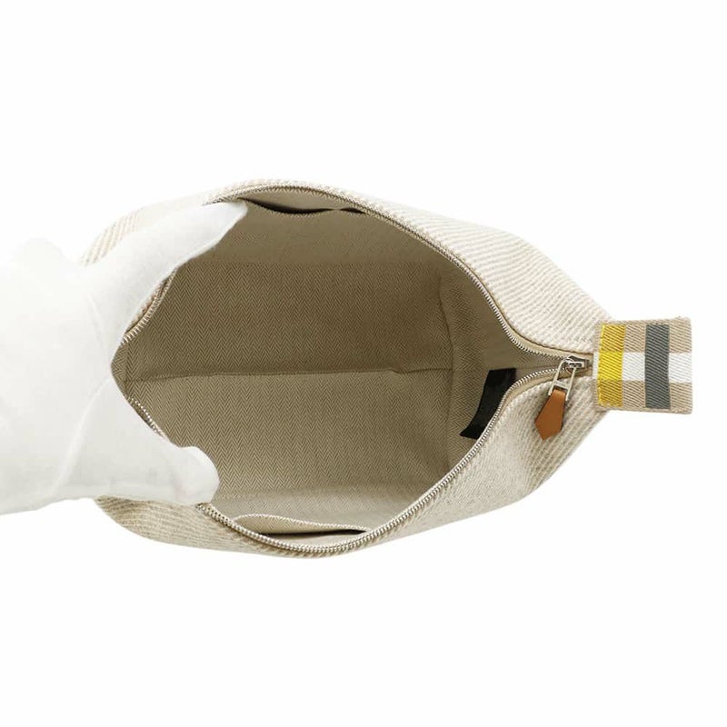 エルメス ポーチ ブリッド・ア・ブラック オ・カレ PM セーグル/シルバー金具 ウール HERMES