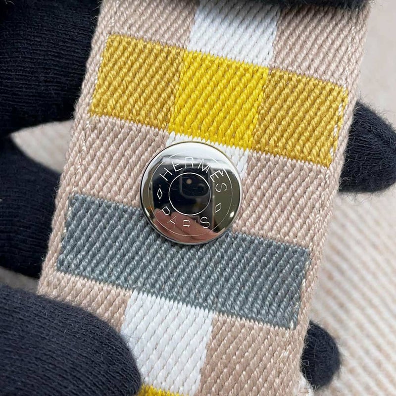 エルメス ポーチ ブリッド・ア・ブラック オ・カレ PM セーグル/シルバー金具 ウール HERMES