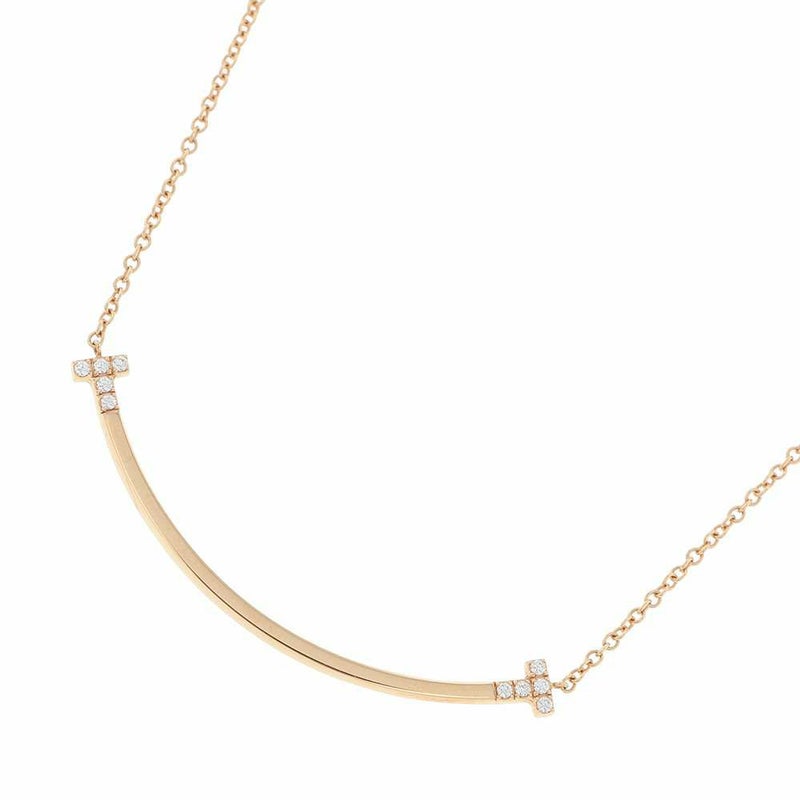 ティファニー ネックレス Tスマイル ペンダント スモール ダイヤモンド 計0.03ct K18PGピンクゴールド 74956963 Tiffany&Co. ジュエリー