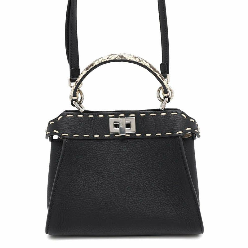フェンディ ハンドバッグ ミニ ピーカブー セレリア レザー パイソン 8BN244 FENDI 2wayショルダーバッグ 黒