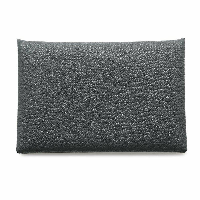 エルメス カードケース カルヴィ ヴェルソ グリミスティ/ブラック シェブルミゾル W刻印 シェーブル 黒