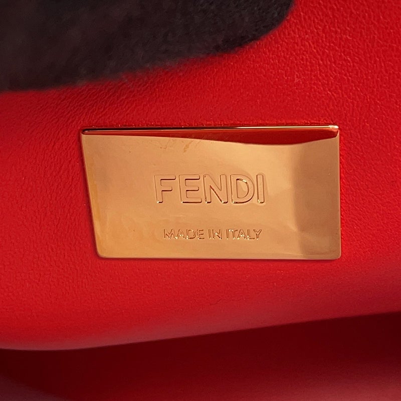 フェンディ ハンドバッグ ピーカブー レギュラー クロコダイル/籐 8BN290 FENDI 2way ショルダー レッド