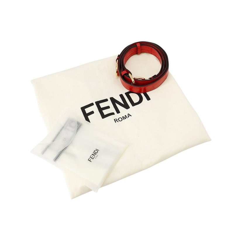 フェンディ ハンドバッグ ピーカブー レギュラー クロコダイル/籐 8BN290 FENDI 2way ショルダー レッド