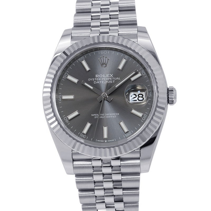 ロレックス デイトジャスト41 SS/K18WG ランダムシリアル ルーレット 126334 ROLEX 腕時計 スレート文字盤
