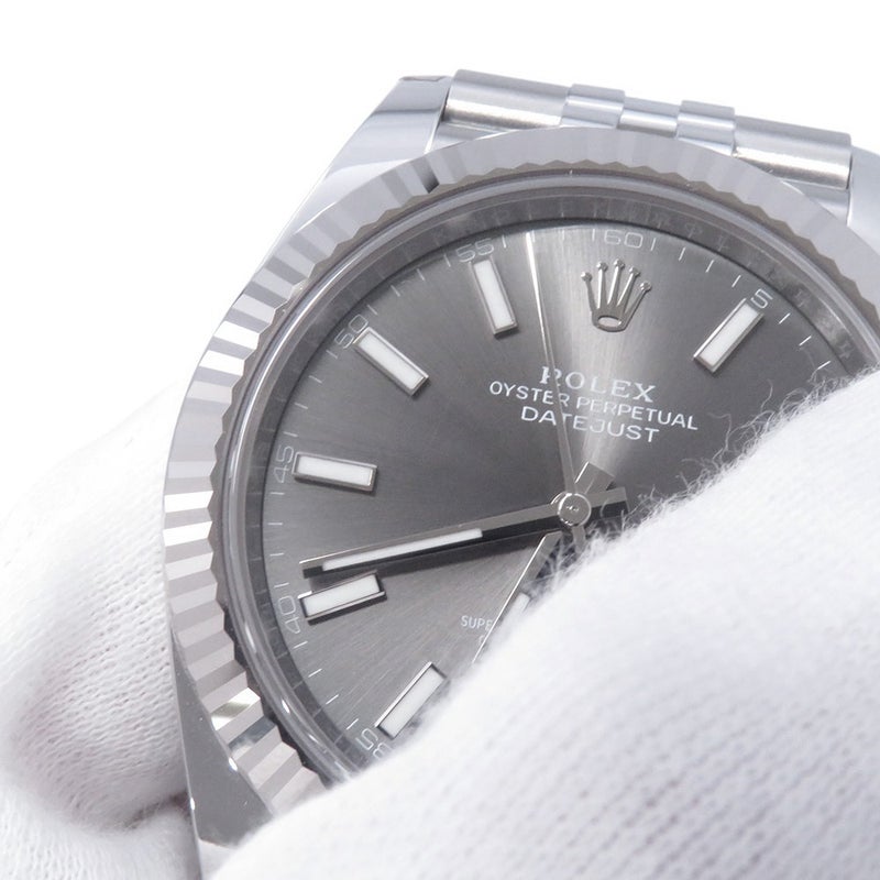 ロレックス デイトジャスト41 SS/K18WG ランダムシリアル ルーレット 126334 ROLEX 腕時計 スレート文字盤