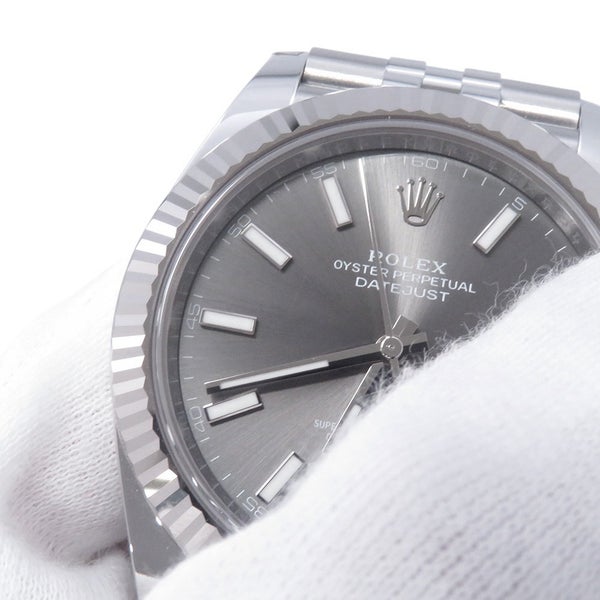 ロレックス デイトジャスト41 SS/K18WG ランダムシリアル ルーレット 126334 ROLEX 腕時計 スレート文字盤