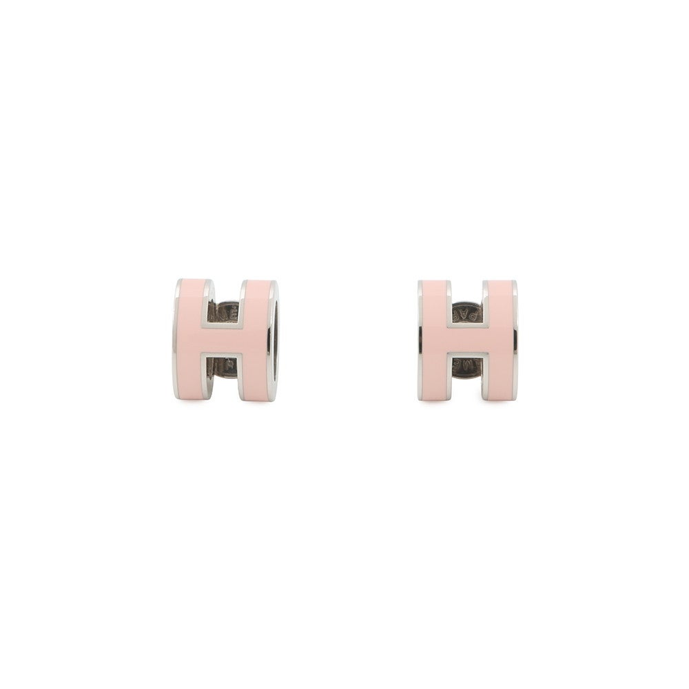 エルメス ピアス ミニ・ポップアッシュ ピンク/シルバー金具 Hモチーフ