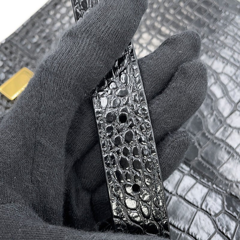 サンローランパリ ショルダーバッグ マンハッタン クロコ型押しレザー 579271 SAINT LAURENT PARIS 黒