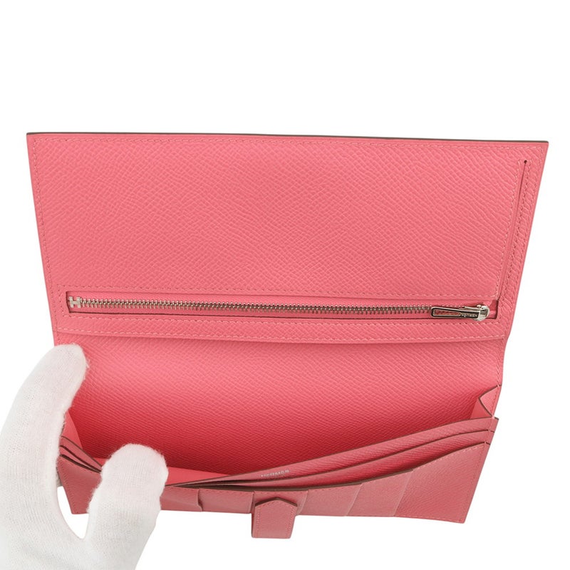 エルメス 長財布 ベアンスフレ ローズアザレ/シルバー金具 エプソン A刻印 財布