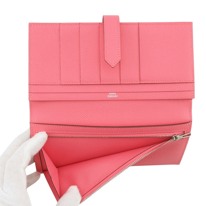エルメス 長財布 ベアンスフレ ローズアザレ/シルバー金具 エプソン A刻印 財布