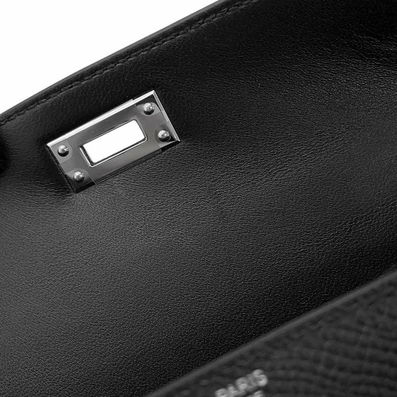 エルメス ハンドバッグ ミニケリードゥ 外縫い ブラック/シルバー金具 エプソン W刻印 2wayショルダー 黒