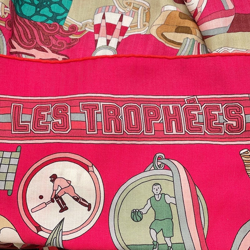 エルメス ストール カレ140 カレ・ジェアン トロフィー Les Trophees カシミヤ シルク HERMES ショール 2022年秋冬
