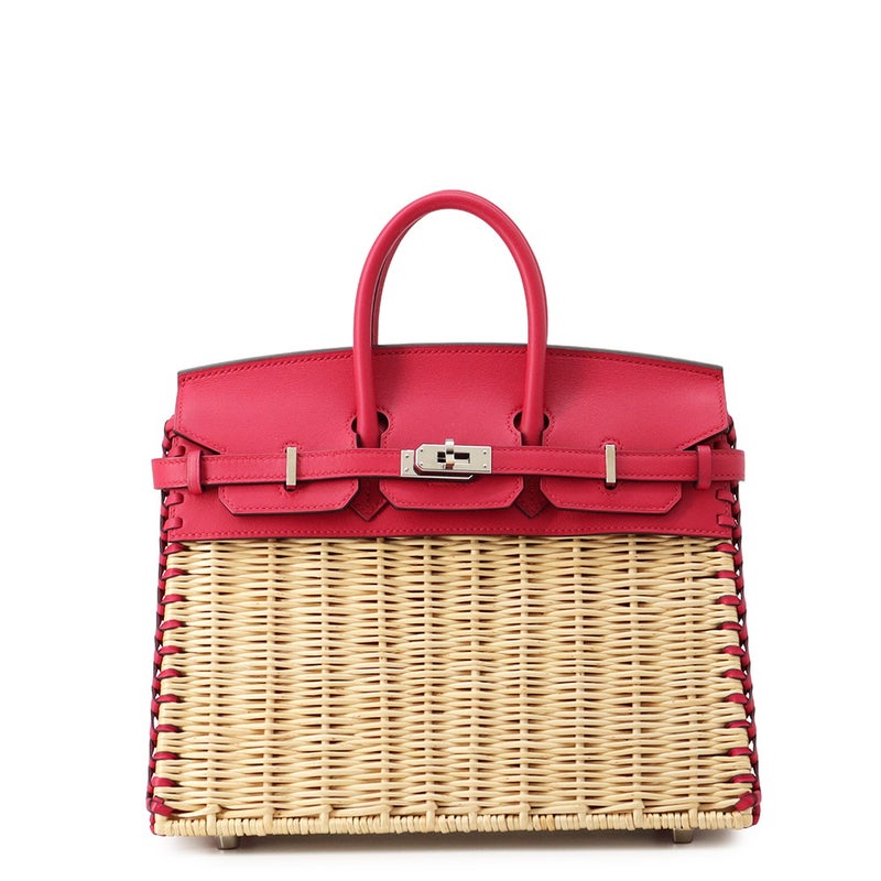 エルメス バーキン25 フランボワーズ/シルバー金具 スイフト/ラタン Z刻印 HERMES Birkin ハンドバッグ