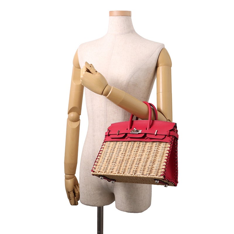 エルメス バーキン25 フランボワーズ/シルバー金具 スイフト/ラタン Z刻印 HERMES Birkin ハンドバッグ
