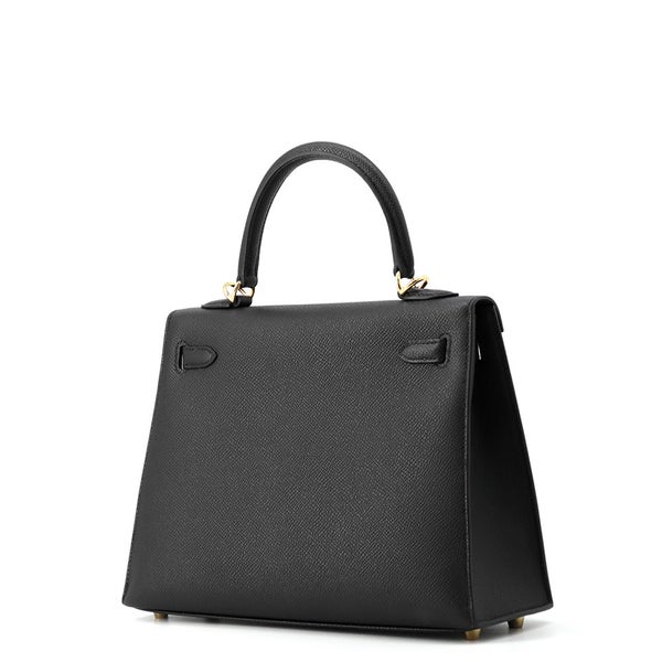エルメス ハンドバッグ ケリー25 外縫い ブラック/ゴールド金具 エプソン G刻印 HERMES 2wayバッグ 黒