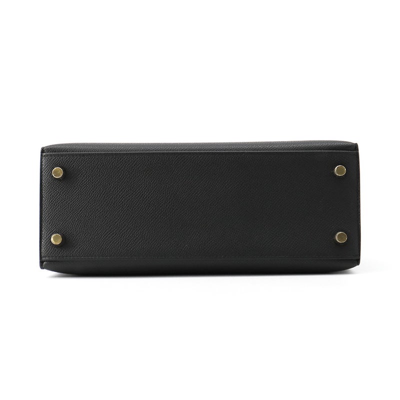 エルメス ハンドバッグ ケリー25 外縫い ブラック/ゴールド金具 エプソン G刻印 HERMES 2wayバッグ 黒